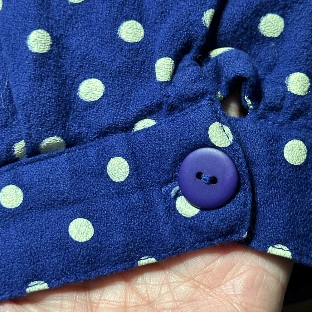 April Cornell Blue White Polka Dot Midi Dress Tie Waist 100% Cotton Large India - Picture 13 of 13